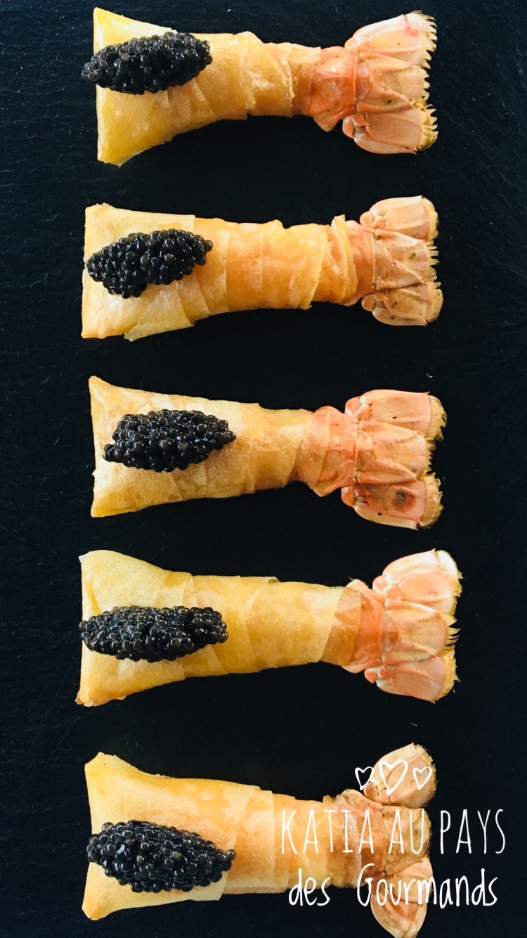 Langoustines croustillantes au caviar